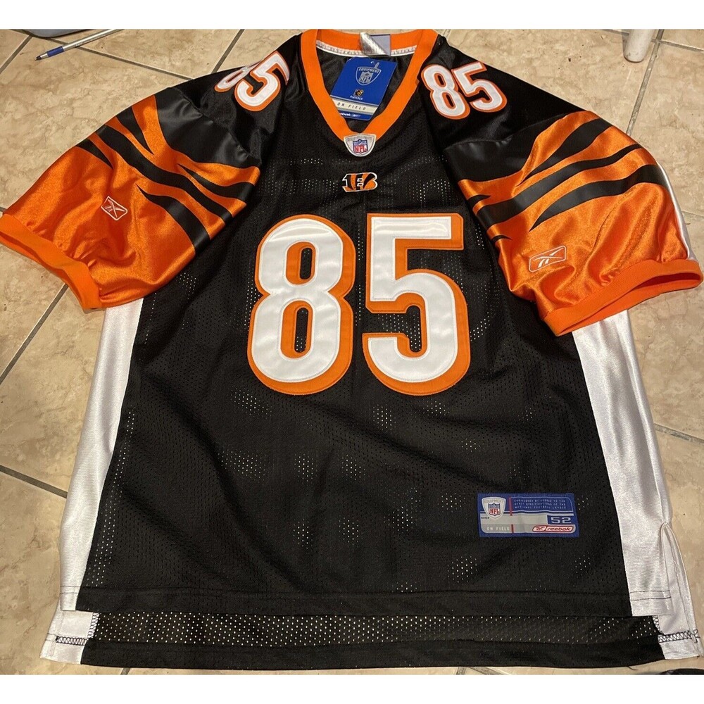 Reebok CINCINNATI BENGALS jersey Black Orange #85 C. Johnson NWT